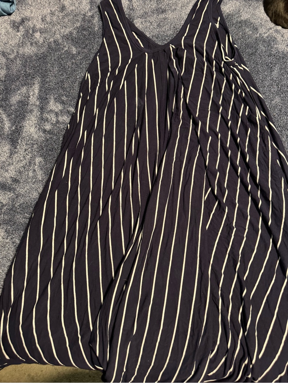 Latched Mama Navy Blue and White Striped A-Line Skirt